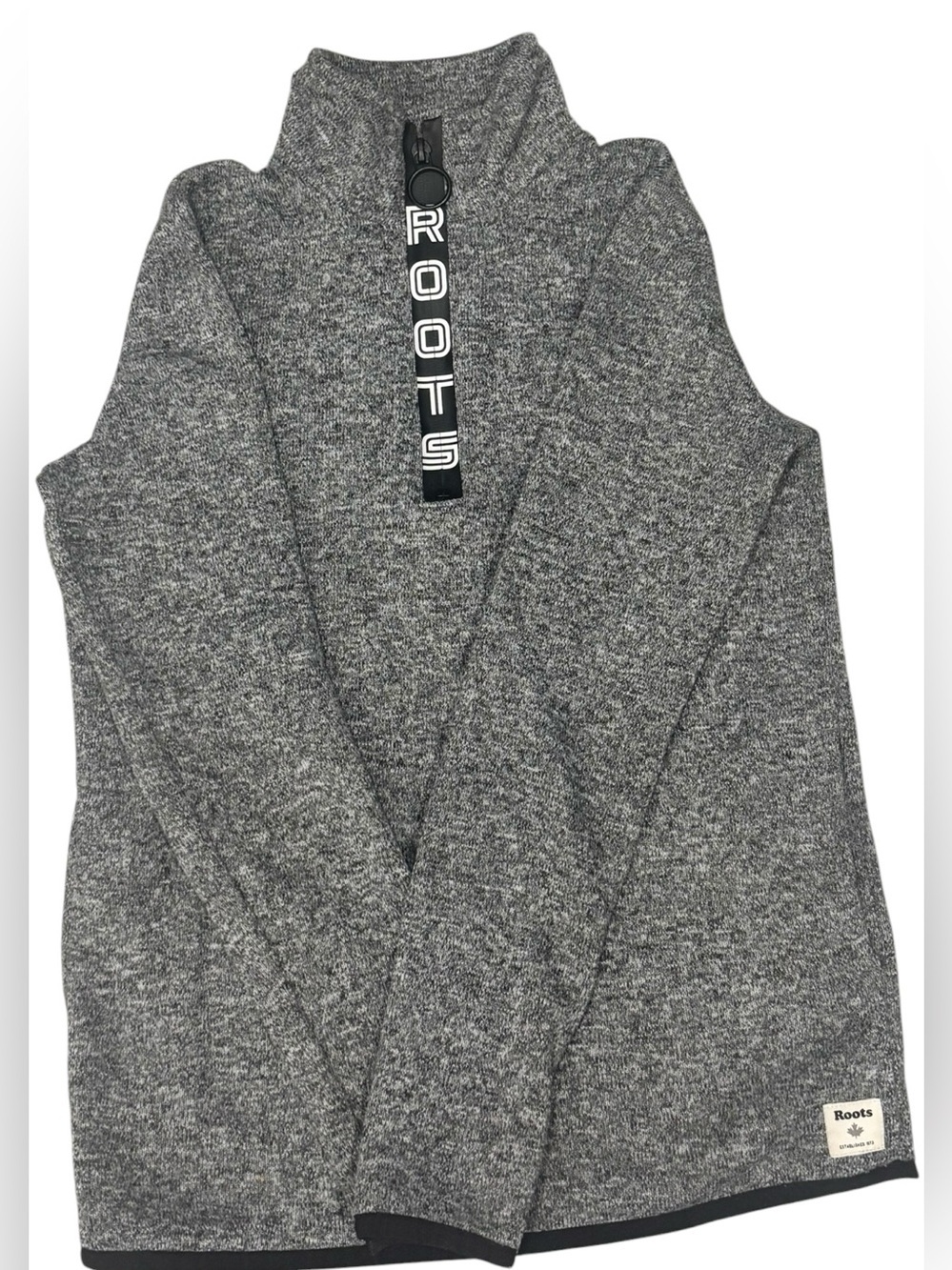 Roots Salt & Pepper Quarter Zip Sweater Women’s Small Grey Pullover Canada